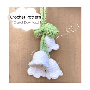 Lily of the Valley Crochet Pattern - Amigurumi Flower Car Charm, PDF & Text Download