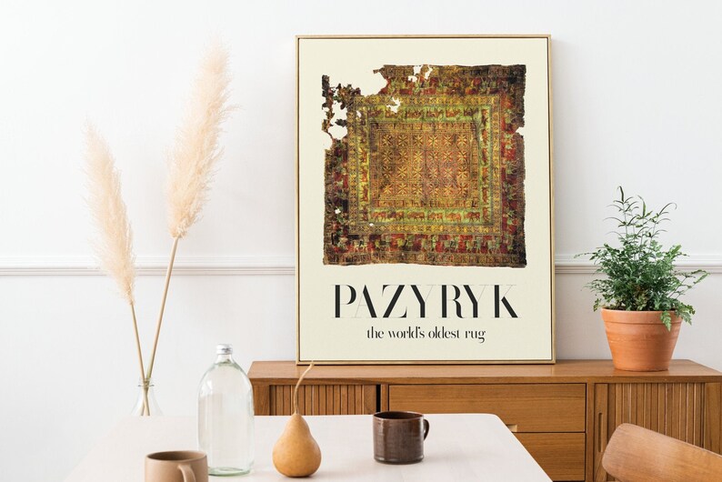Pazyryk Rug Print Vintage Carpet Wall Art Ancient Nomadic Etsy