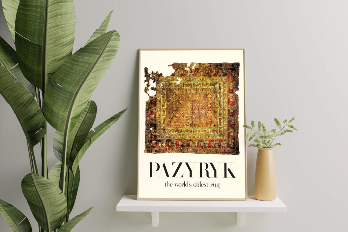 Pazyryk Rug Print Vintage Carpet Wall Art Ancient Nomadic Etsy