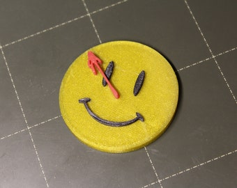 Watchmen badge - Comedian’s smiley with blood badge from The Watchmen comic book
