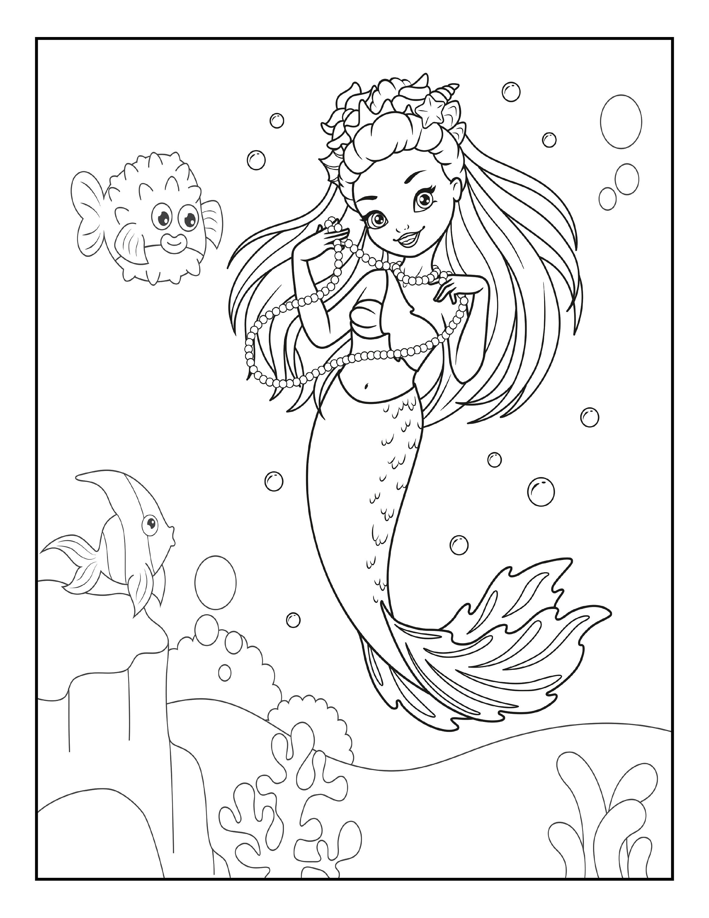 Mermaid Printable Coloring Pages for Kids
