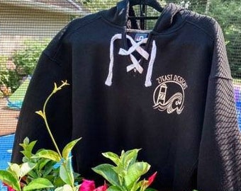 hockey lace up moletom com capuz