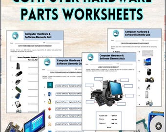 Computer Hardware Parts Worksheet Activity | 4 Worksheets | DIGITAL DOWNLOAD