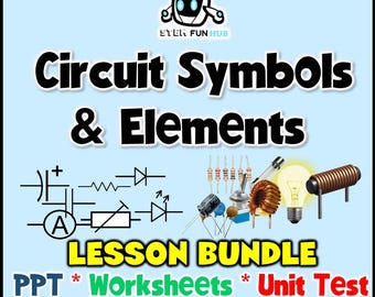 Lezione sui simboli dei circuiti elettronici: schede di lavoro STEM, test unitario (download digitale)