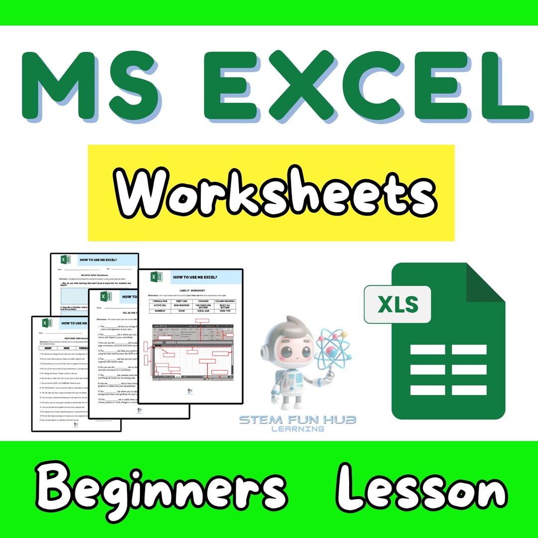 The Basics of Microsoft Excel for Beginners Worksheets Activity ...