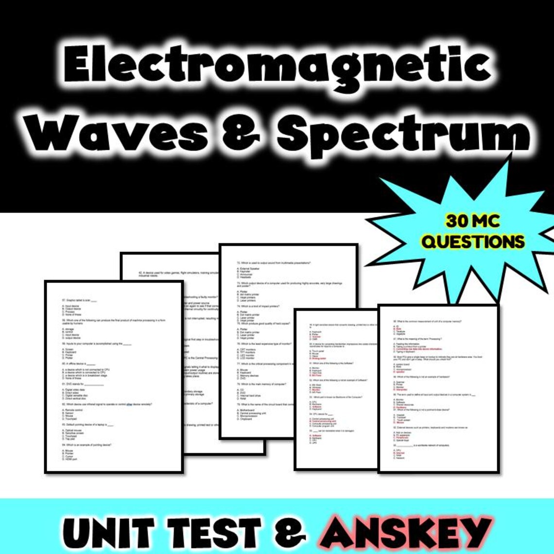 Electromagnetic Waves Worksheets: Physics STEM Resource (digital ...