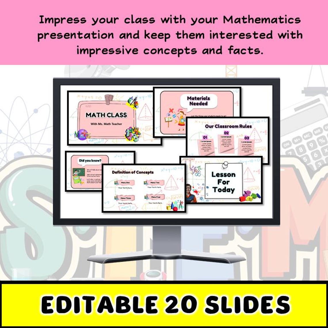 Template Powerpoint For Math Subject Editable Math Powerpoint Template: Middle & High School Teaching ...