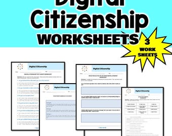 Digital Citizenship Internet Safety Worksheets, Printables, Instant Download, Classroom Resources, Teaching Aid, Educational Guide