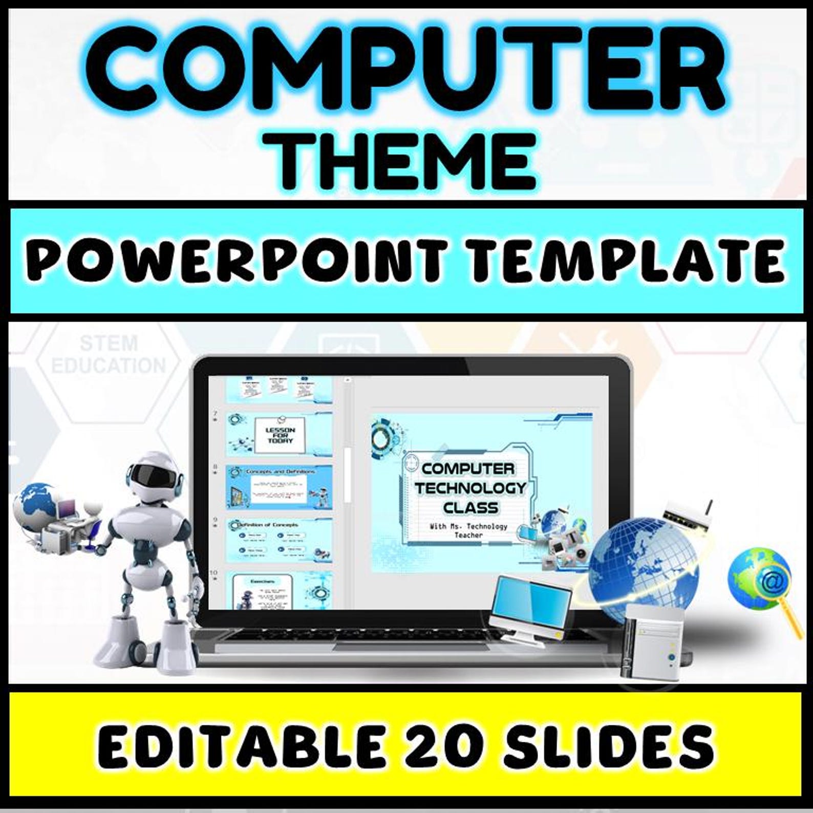 Computer Technology Powerpoint Template: Editable Classroom Slides ...