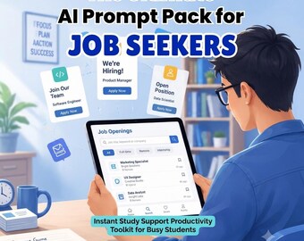 Pacchetto di prompt AI per chi cerca lavoro / Oltre 150 prompt ChatGPT pronti all'uso per la stesura di curriculum, lettere di presentazione e preparazione ai colloqui.