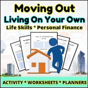 Moving Out Life Skills Lesson Bundle for Young Adults Independent Living Budgeting Apartment Hunting Adulting Activities High School Prep