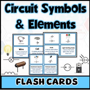 Electronics Circuit Symbols Elements Flash Cards kid’s flashcard, STEM worksheets, digital download, instant download,