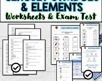 Simboli ed elementi dei circuiti elettronici, schede di lavoro per bambini, schede di lavoro STEM, download digitale, download immediato,