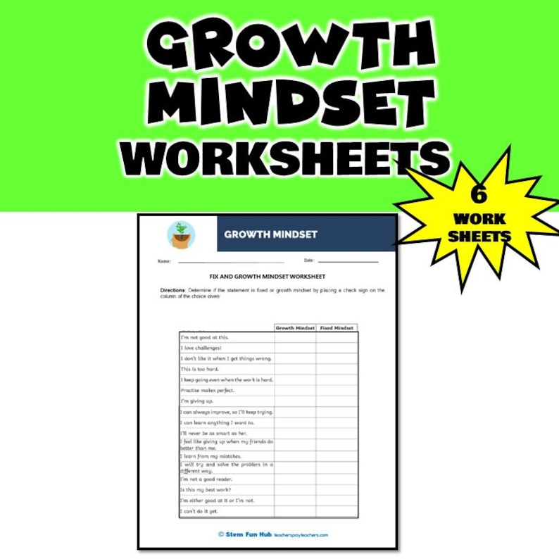 Growth Mindset Worksheets: SEL Activities for Teens (digital Download ...
