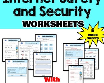 Sicherheits- und Internetsicherheits-Arbeitsblätter, bedruckbar, Komponententest, sofortiger Download, Lernwerkzeuge für das Klassenzimmer