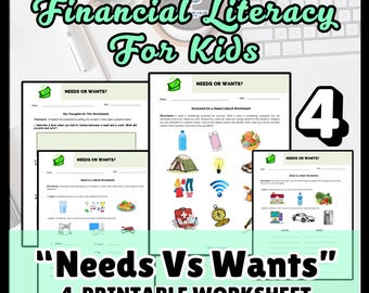 Needs vs Wants Worksheets | Money Lessons, Budgeting & Financial Literacy for Kids