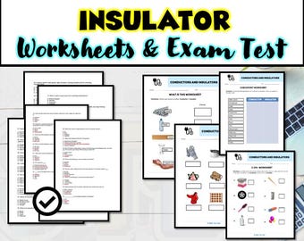 Conductors and Insulators Worksheets Bundle, STEM Workbook, Test Quiz, Instant Download, Printable Assessments