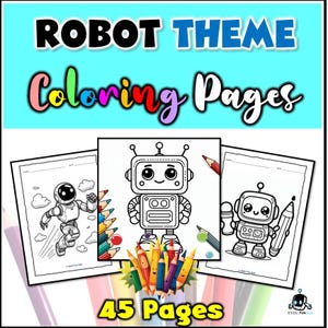 Robot Coloring Pages: 45 STEM Activity Sheets (Digital Download)