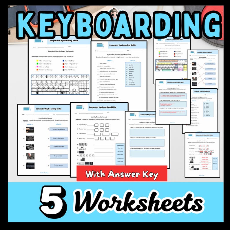 Computer Keyboard Basics and Typing Skills for Beginners Lesson Bundle ...