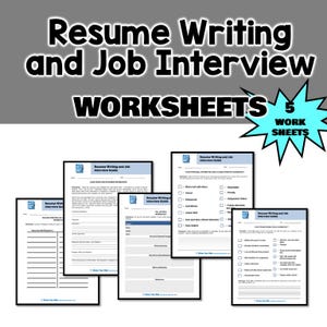 Employment Skills Career Coaching Resume Writing and Job Interview Guide Worksheets DIGITAL DOWNLOAD