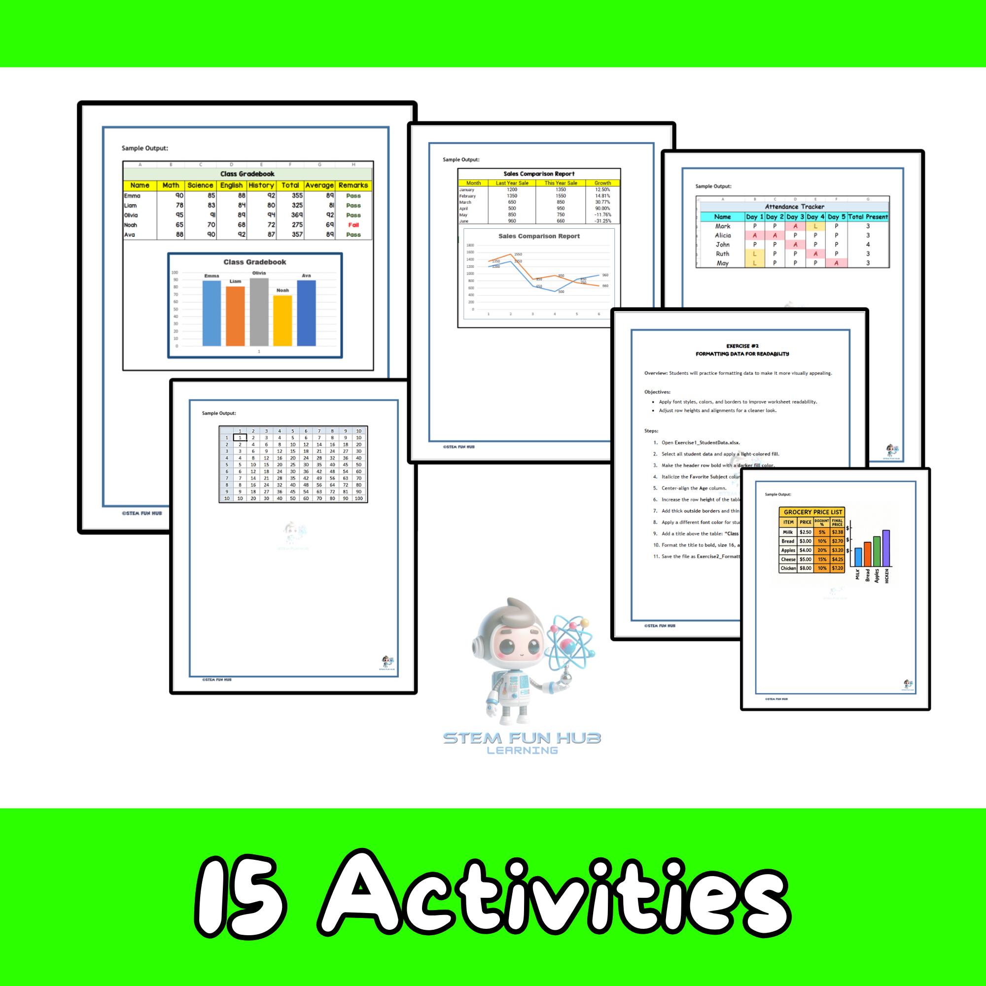 Learning the Basics of Microsoft Excel for Beginners 15 Lab Activities ...