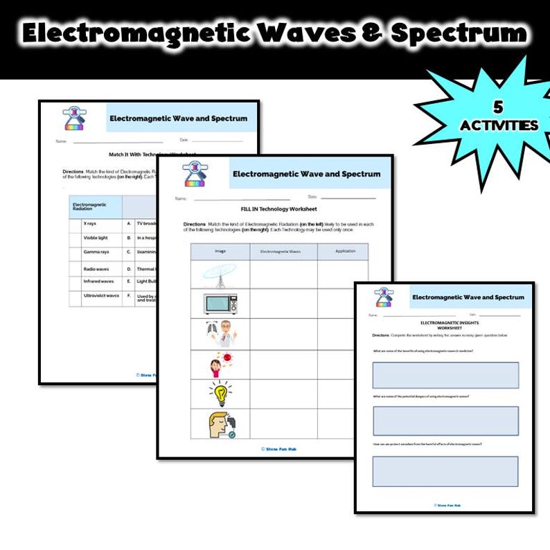 Electromagnetic Waves Worksheets: Physics STEM Resource (digital ...