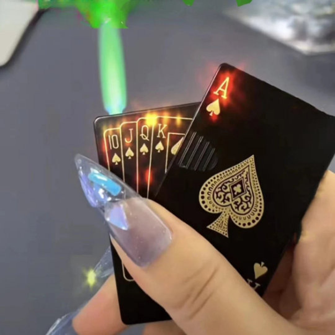 Poker Card Lighter Playing Card Lighter Green Flame Poker Etsy