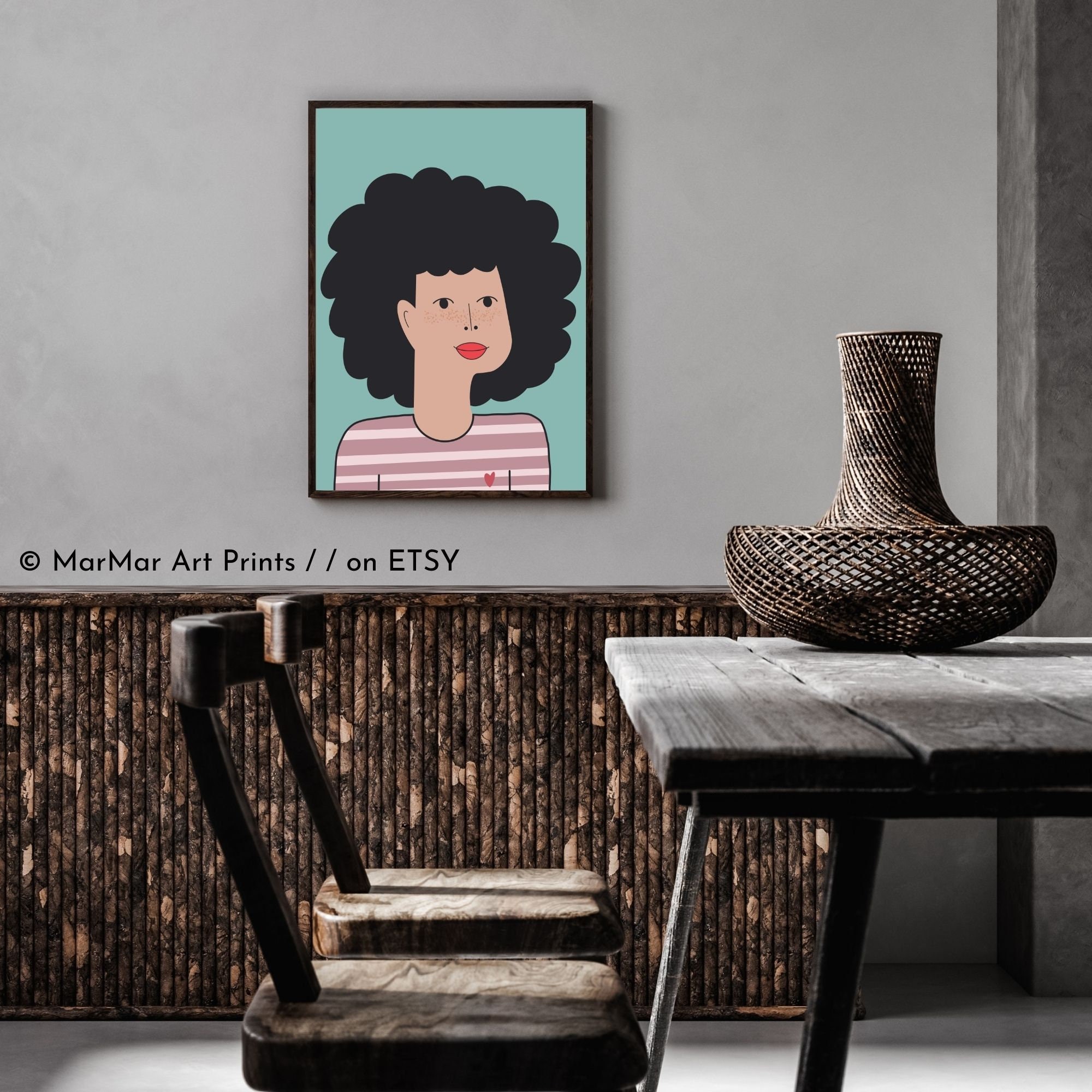 Black Woman Printable Illustration Portrait Printable Wall - Etsy