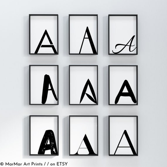 Letter A Printable Wall Art Printable Set of 9 Alphabet - Etsy