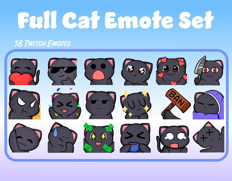 Cat Emote Set 18x for Twitch and Discord - Etsy