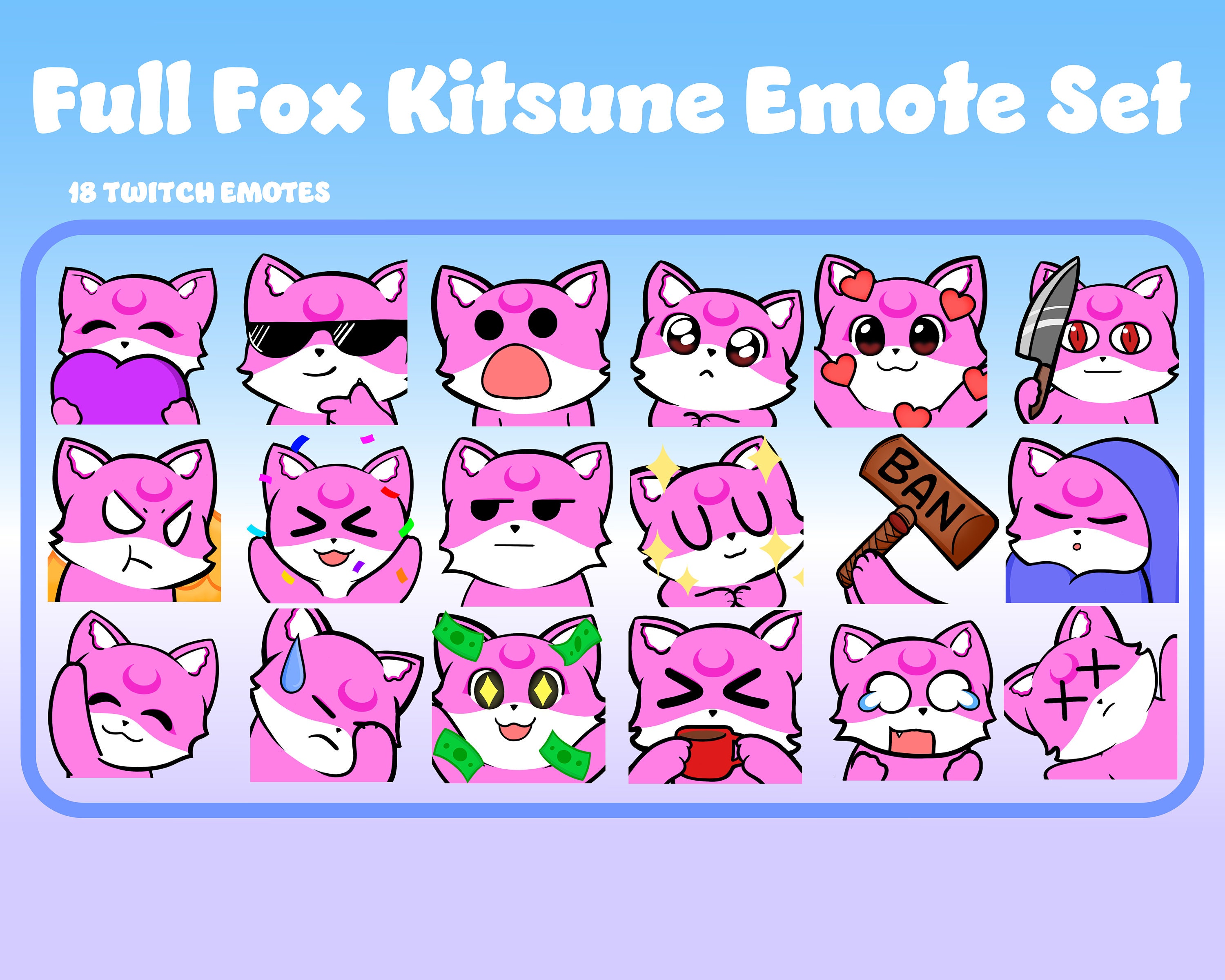 18x Cute Kitsune Emotes Pack for Twitch  and Discord -  Portugal