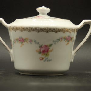 KPM - Pink Roses Sugar Bowl