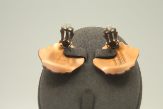Whiting & Davis Copper Clip On Earrings View 4