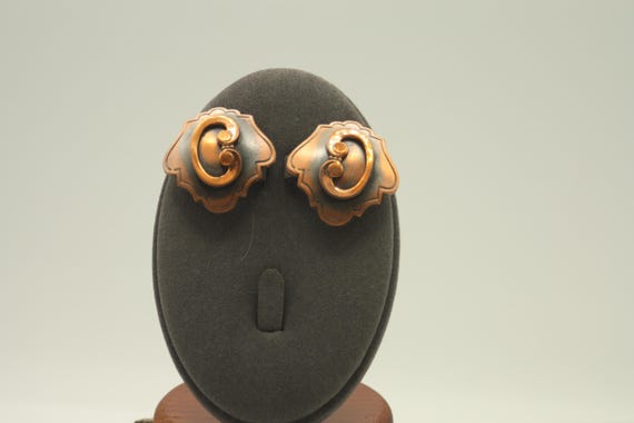 Whiting & Davis Copper Clip On Earrings