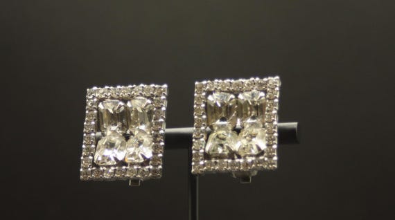 Unique square rhinestone earrings - image 1
