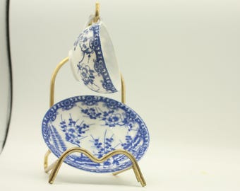 Vintage, Japanese Sakura Motif Blue and White Tea Cup