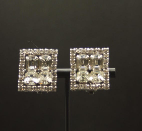 Unique square rhinestone earrings - image 2