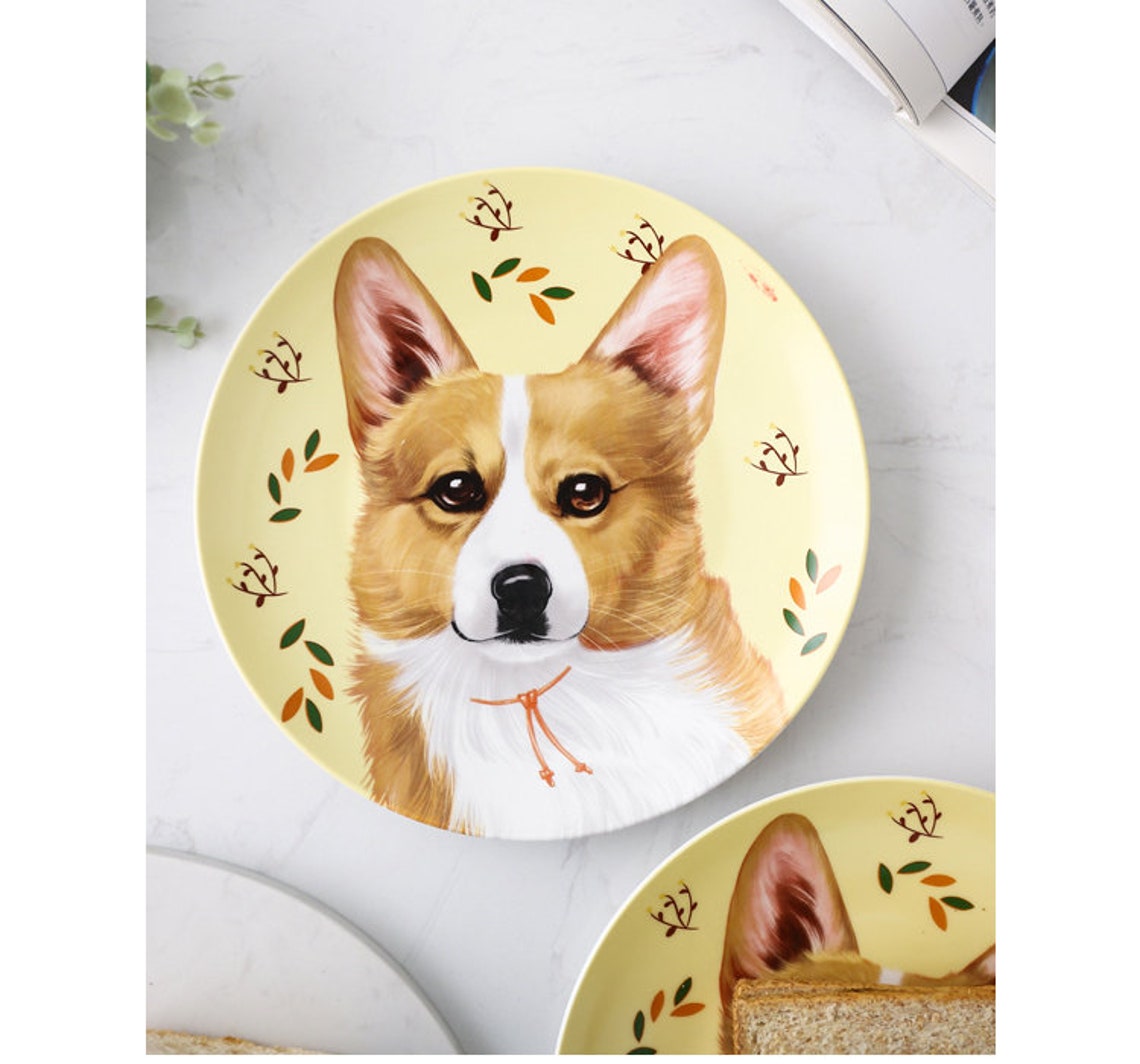 Plates/ Ceramic Plates/ Dog Plates/ Dog Dish/ Drawing Etsy