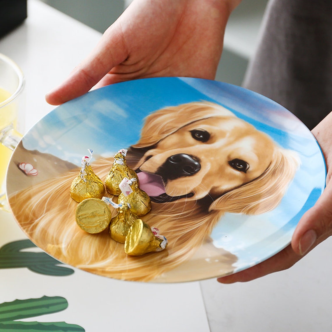Golden Retriever Plates/ Ceramic Plates/ Dog Plates/ Dog Dish/ Etsy UK