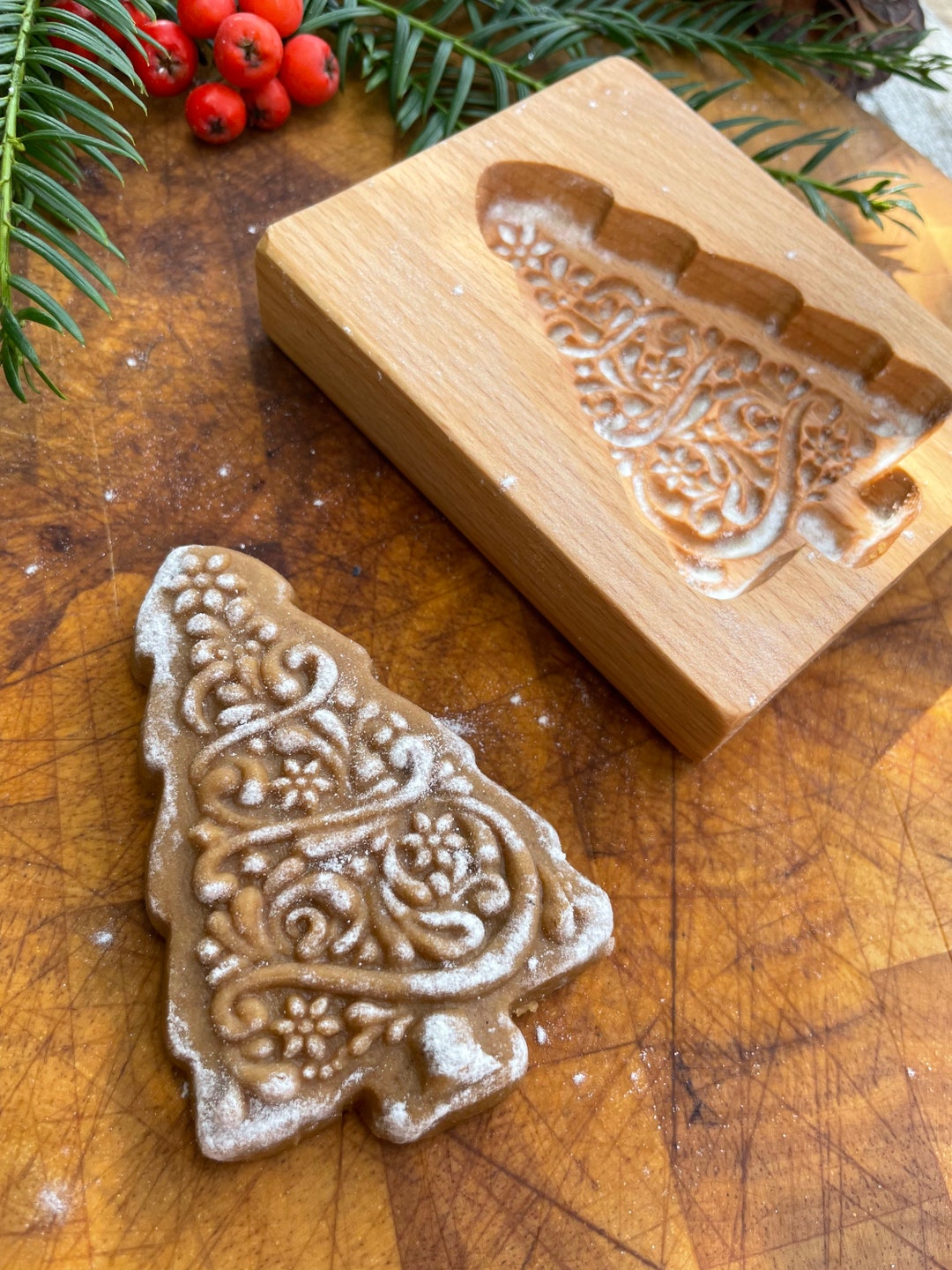 Christmas Tree Cookie Cutter. Rustic Christmas Tree Wooden Cookie Mold