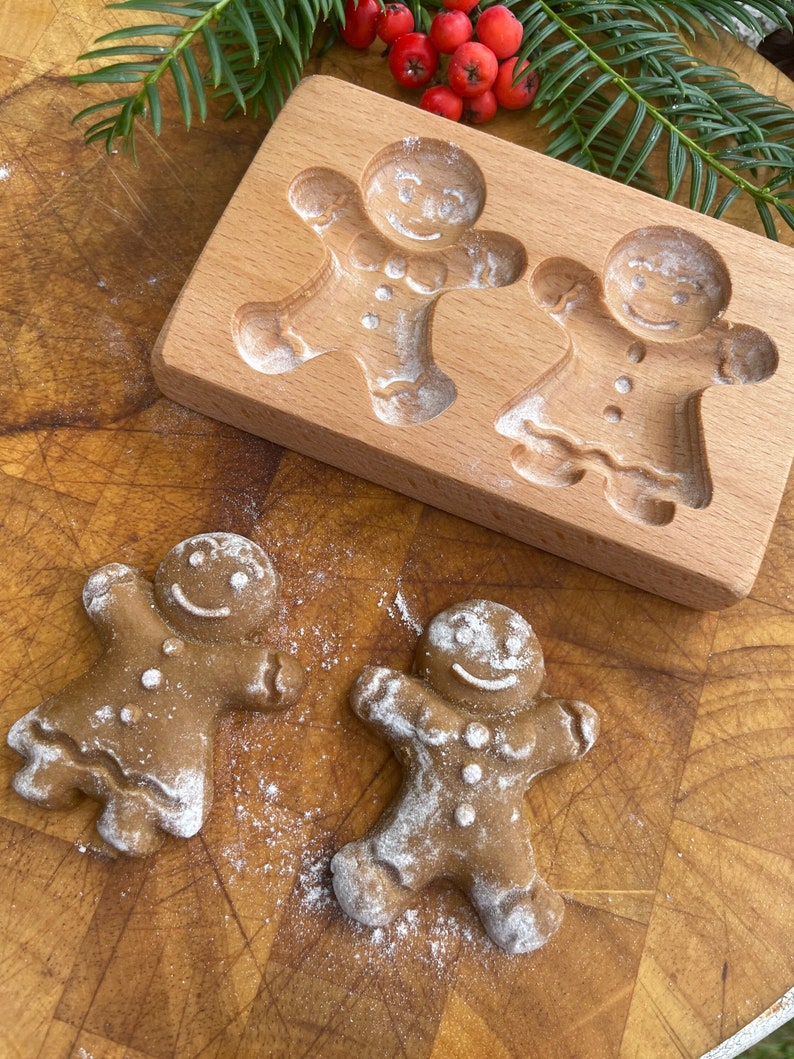 Gingerman wooden cookie mold. Gingerbread cookie cutter. image 1