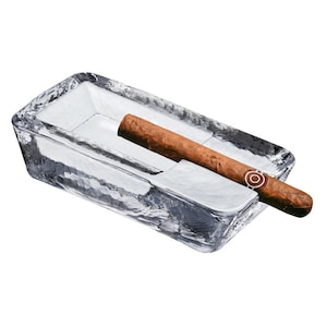 Premium Quality Handmade Large Heavy Glass Cigar Ashtray for Men, Outdoor Vintage Ash Tray for Patio, Cigar Lovers Gift for Smokers