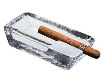 Handmade Heavy Crystal Glass Cigar Ashtray, Windproof Outdoor Patio Ash Tray