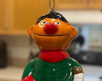 Ernie, 1980s Sesame Street hockey skating Christmas ornament by Newcor