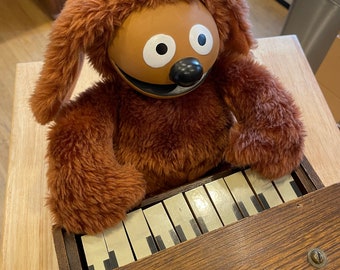 Rowlf the Dog, 1980s Muppet Show plush bundle with antique Asahi toy piano UNIQUE COMBO