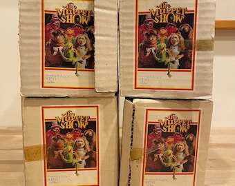 1970s Muppet Show hand-painted mugs from Sigma the Tastesetter COMPLETE MINT SET of 4 in original boxes: Kermit, Piggy, Fozzie, and Rowlf