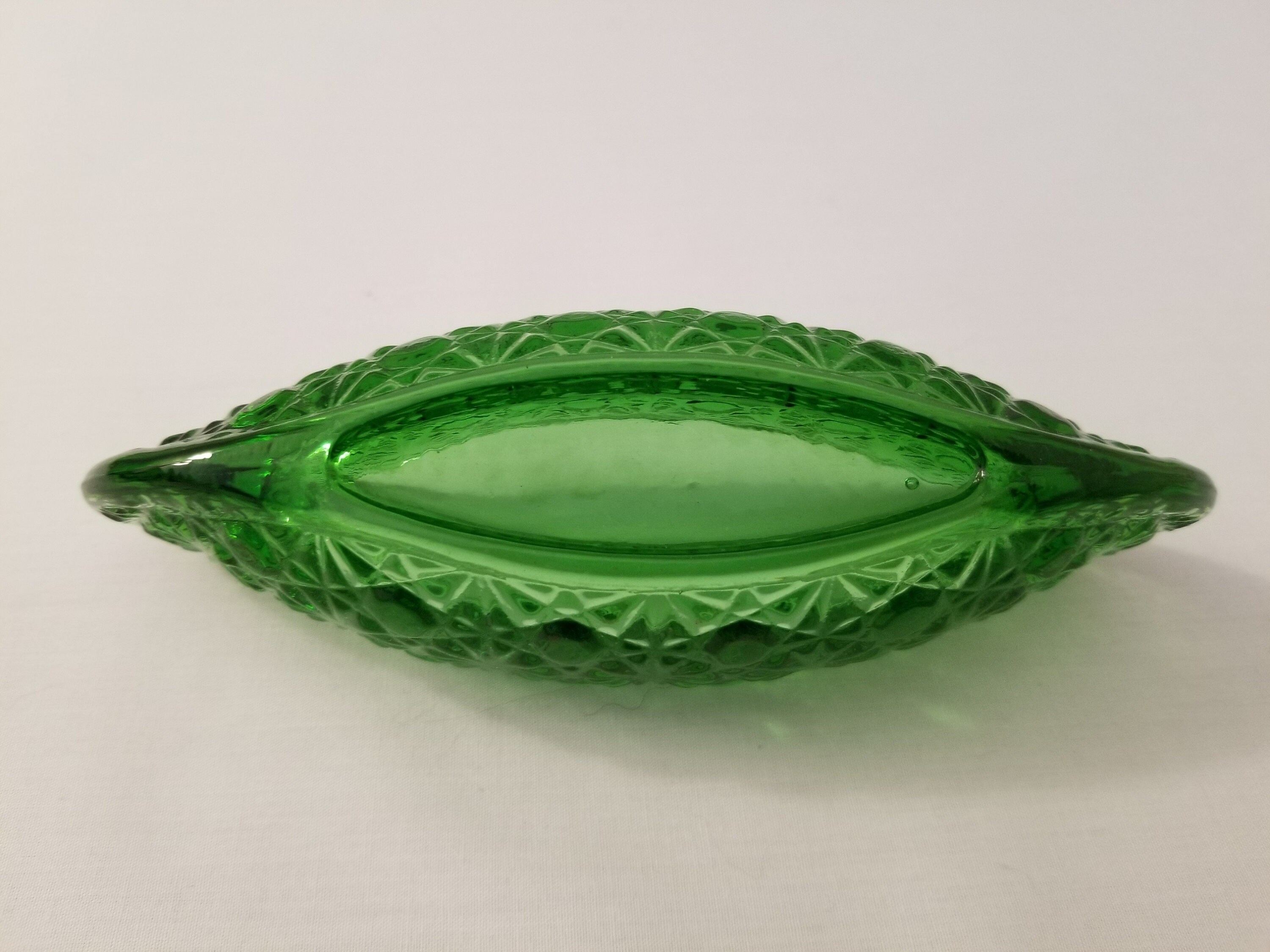 Vintage Fenton Green Daisy Button Glass Canoe Dish - Etsy