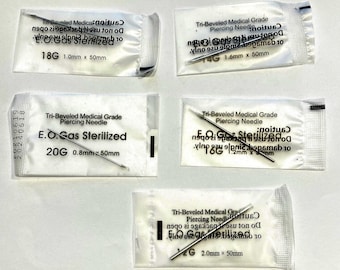 Sterile Piercing Needles, Gauged Hollow Needles, Body Jewelry (20g-12g, E.O. Gas Sterilized) individuals