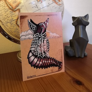 Carte postale renard steampunk