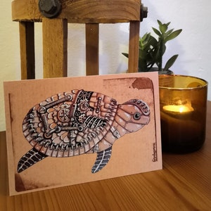 Carte postale tortue steampunk